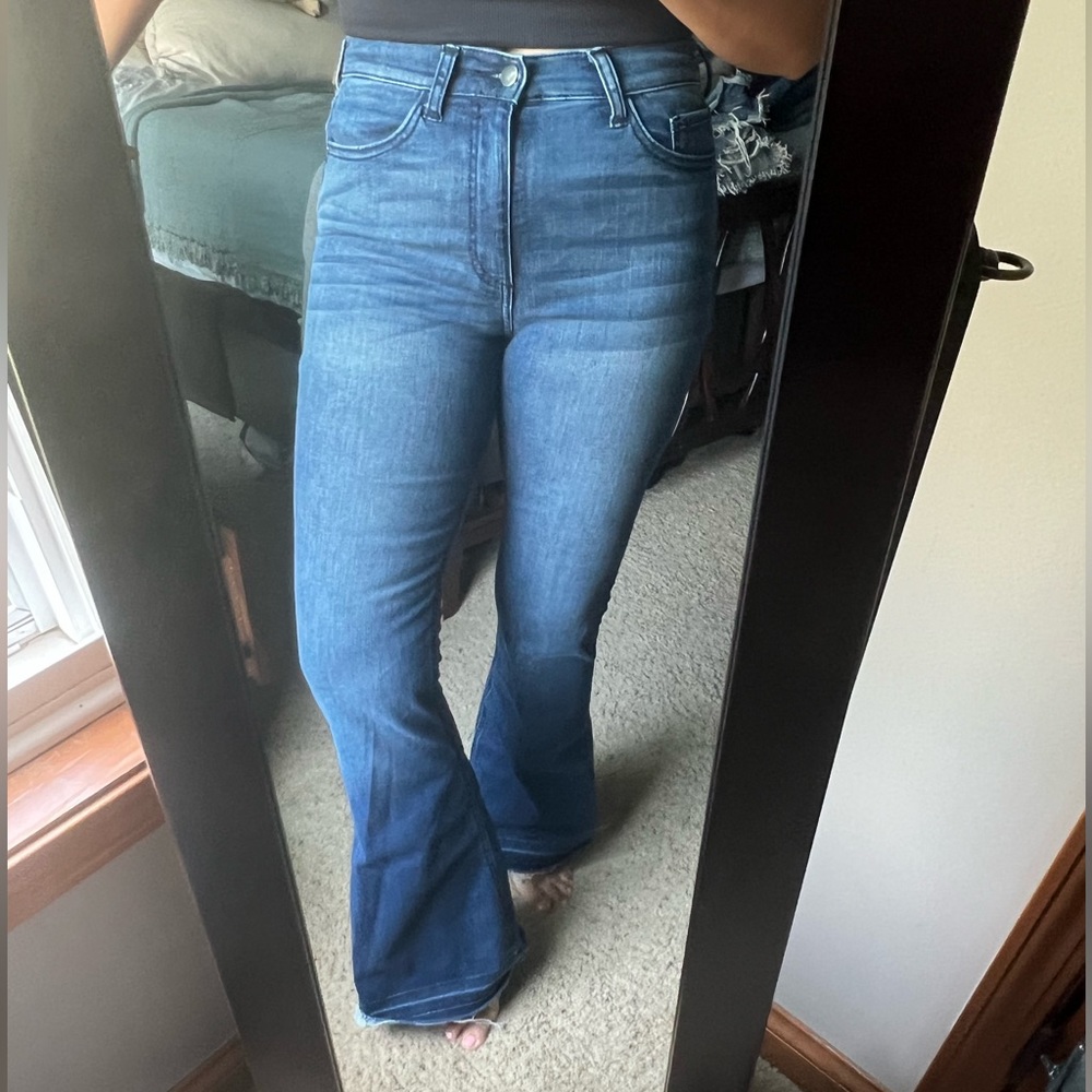 Sneak peek high waisted flare jeans